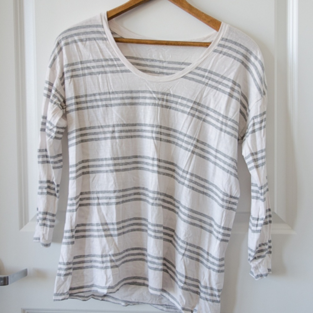 LOFT scoop neck striped tee